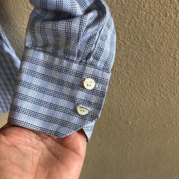 Ted Baker London Light Blue Plaid Button Down Long Sleeves Shirt Size 15 1/2 - Picture 5 of 15
